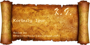 Korbuly Igor névjegykártya